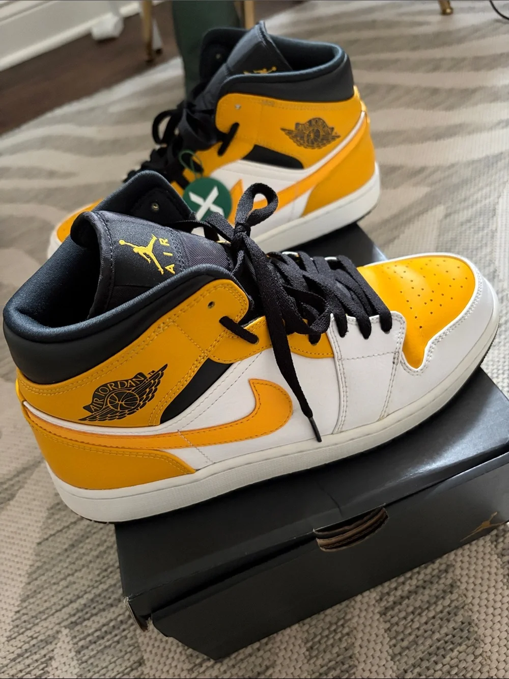 Jordan Mid Top Sneakers in Yellow White Black